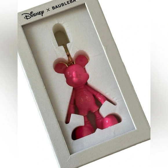 DISNEY X BAUBLEBAR Barbie Bubblegum Pink Mickey Mouse Keychain Bag Charm NEW NWT - Picture 13 of 16